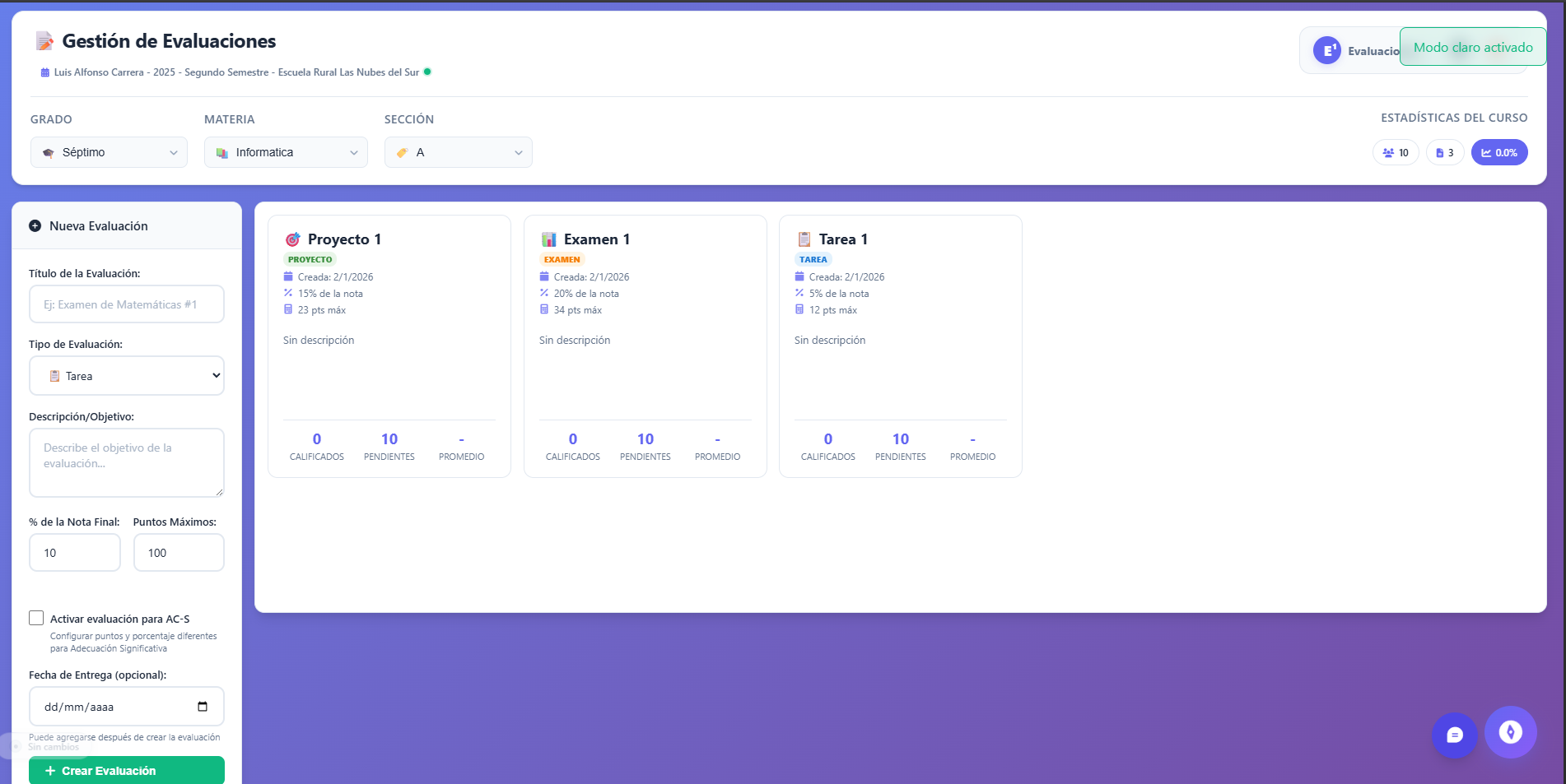 Módulo de Evaluaciones